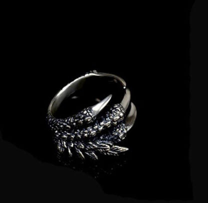 Anello da Uomo Regolabile Fashion UNGHIE DEL DRAGO Artigli Dragone Silver punk