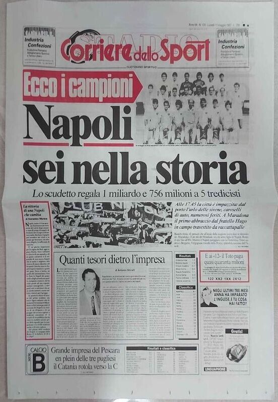 Ristampa CORRIERE dello SPORT NAPOLI Scudetto 1987 1989 Coppa Uefa 1990 Maradona