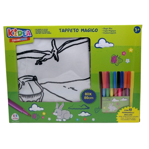 Set Tappeto Magico lavabile da colorare con 10 pennarelli per Bambini DINOSAURI