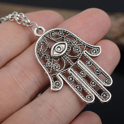 Collana da Donna lunga con Ciondolo Mano di Fatima Hamsa pendente bigiotteria