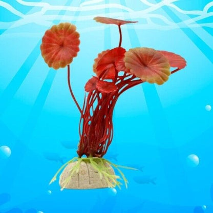 Pianta per acquario artificiale finta plastica rosso decorazioni 10 cm