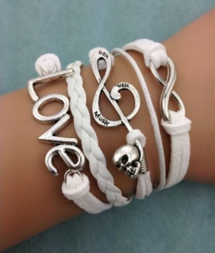 Bracciale Donna Love Chiave Infinito Intrecciato braccialetto ragazza bianco