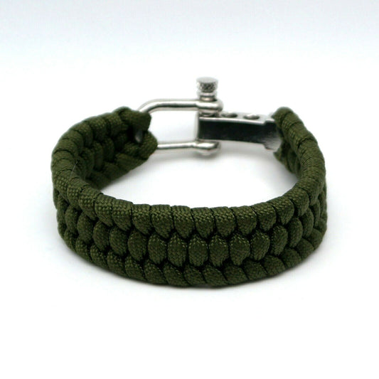 Bracciale Paracord Corda Verde Militare in Acciaio Sopravvivenza per Uomo con da