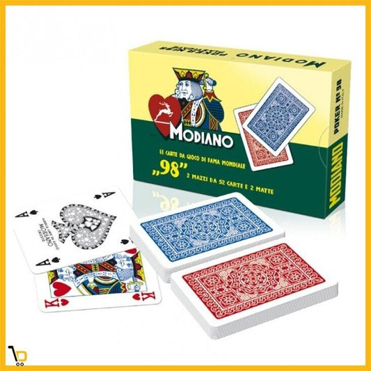 Set 2x Mazzo di carte da gioco Modiano Classiche Ramino e Poker Burraco Scala 40