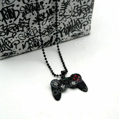 Collana Hip Hop Uomo lunga con Pendente JOYSTICK Rapper CONTROLLER nero