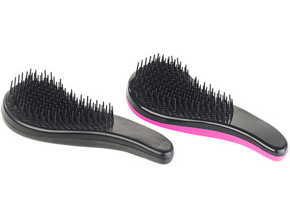 Set 2 spazzola sciogli nodi per capelli Brush Nero e Rosa districante pettina