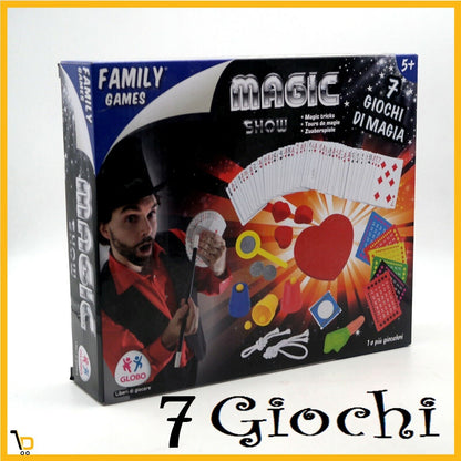 7 Giochi di Prestigio e magia in scatola aspirante mago MAGIC SHOW bambini