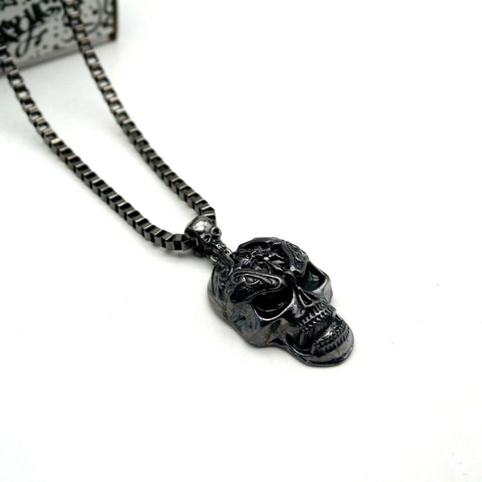 Collana con pendente Ciondolo Cranio Teschio SKULL Moda UOMO Rock Punk