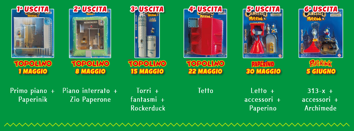 Set Completo 6/6 CASTELLO di PAPERINIK 90 con Fumetti Topolino + Paperino 528