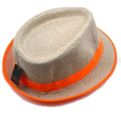 Cappello di Paglia Donna Uomo FLUO ARANCIONE Estate Spiaggia Berretto da sole 56