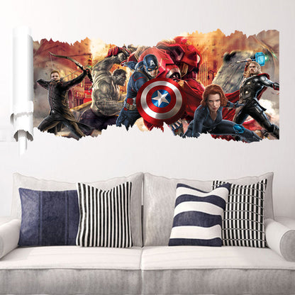 Adesivo Murales parete Cameretta bambini AVENGERS 3D Casa Muro Wall Sticker