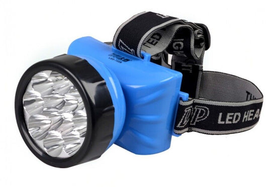 TORCIA FRONTALE A 12 LED LAMPADA RICARICABILE POTENTE LUCE LED BLU