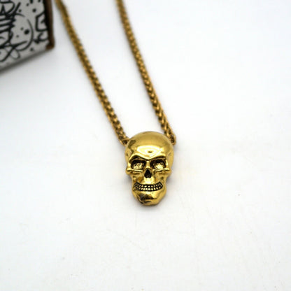 Collana con pendente Ciondolo Cranio Teschio Gold SKULL Moda da UOMO Rock Punk