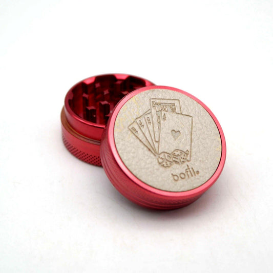 Grinder Tritatabacco Trita Tabacco Poker rosso in metallo 2 parti idea regalo