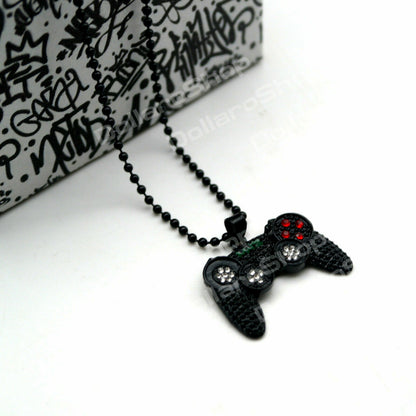 Collana Hip Hop Uomo lunga con Pendente JOYSTICK Rapper CONTROLLER nero