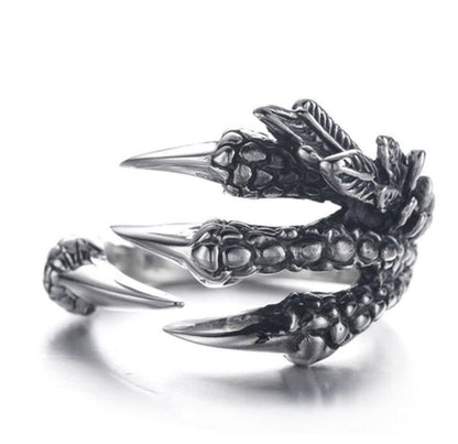 Anello da Uomo Regolabile Fashion UNGHIE DEL DRAGO Artigli Dragone Silver punk