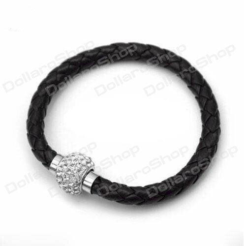 Bracciale da donna sfere Strass intrecciato nero braccialetto da ragazza regalo