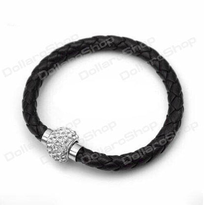 Bracciale da donna sfere Strass intrecciato nero braccialetto da ragazza regalo