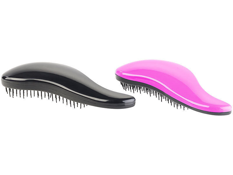 Set 2 spazzola sciogli nodi per capelli Brush Nero e Rosa districante pettina