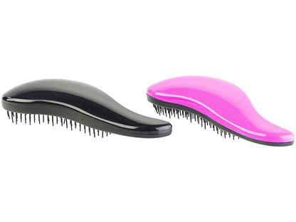 Set 2 spazzola sciogli nodi per capelli Brush Nero e Rosa districante pettina