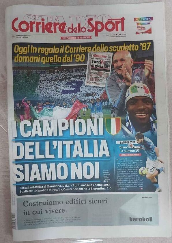 Ristampa CORRIERE dello SPORT NAPOLI Scudetto 1987 1989 Coppa Uefa 1990 Maradona