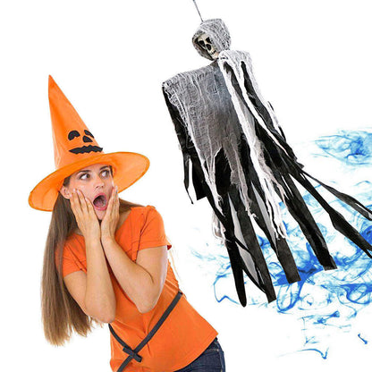 2 Fantasma Spaventoso Decorativo Decorazione HALLOWEEN PVC e tessuto H100 cm