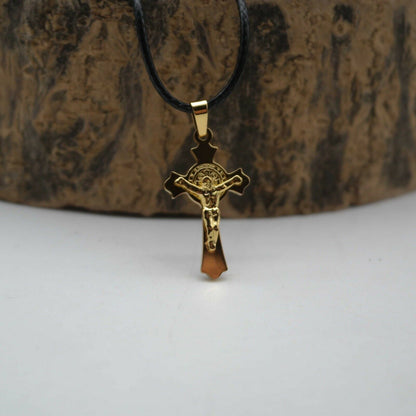 Collana con catena ciondolo Croce Collanina Crocifisso dorata uomo piccola