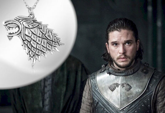 Collana con pendente Ciondolo LUPO Silver UOMO Stark Trono di Spade Jon Snow