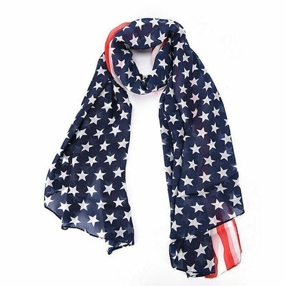 Foulard Bandiera USA Americana Donna Sciarpa 142x48 cm Stati Uniti Stars America