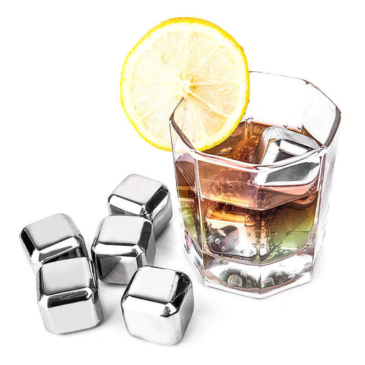 Set 4 Cubi Ghiaccio XL Acciaio INOX 25mm 4 pezzi WHISKY LIQUORI BEVANDE FREDDE