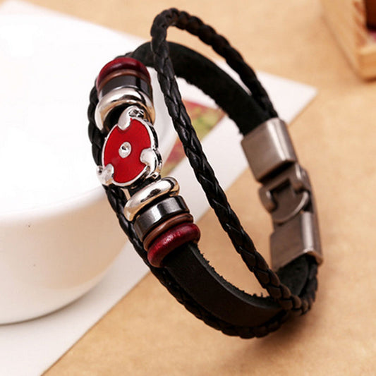 Bracciale da UOMO Ecopelle con simbolo Geometrico Rosso ragazzo intrecciato