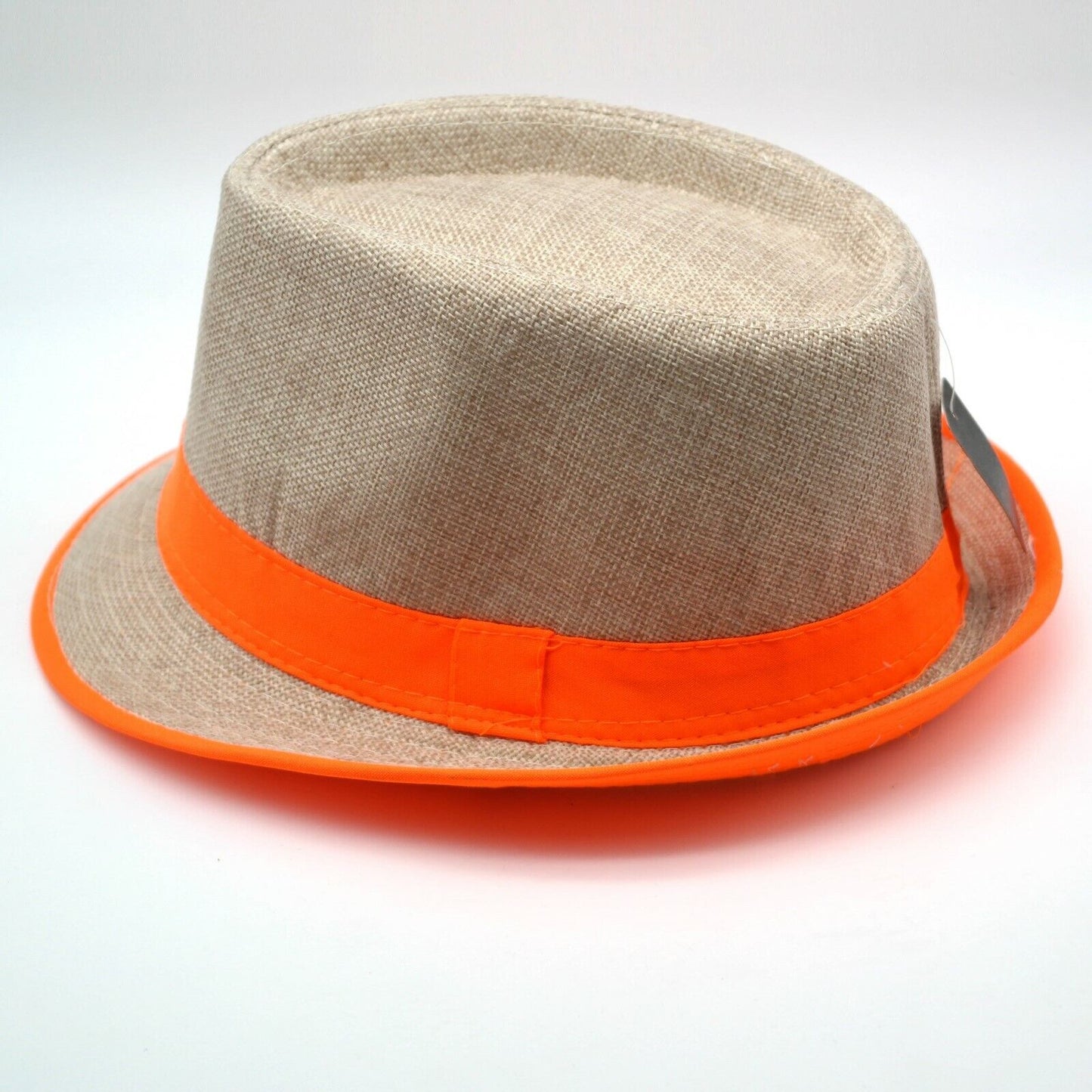 Cappello di Paglia Donna Uomo FLUO ARANCIONE Estate Spiaggia Berretto da sole 56