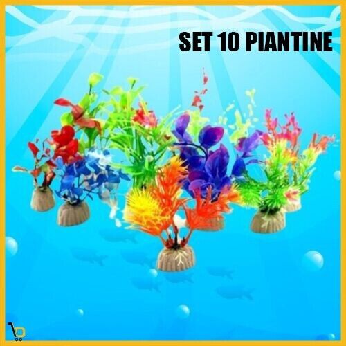 KIT  10 mini piante Accessorio per acquario Decorazione plastica artificiali