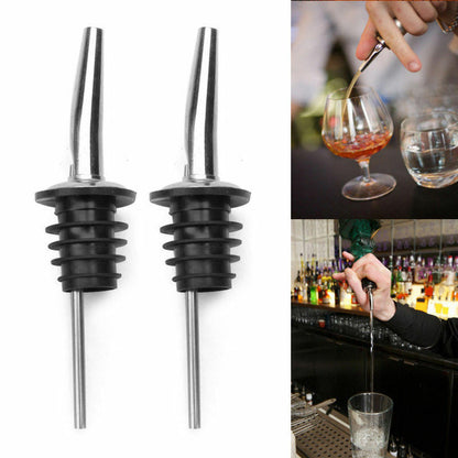 Set 2 Tappi Dosatore per Bottiglia Liquore Olio Aceto Acciaio INOX Bar Barman