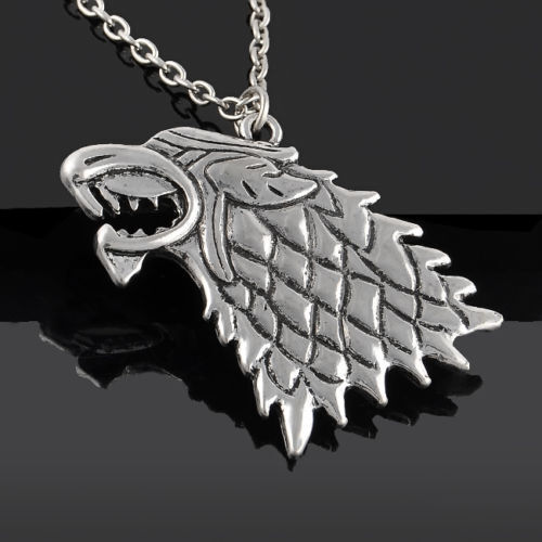 Collana con pendente Ciondolo LUPO Silver UOMO Stark Trono di Spade Jon Snow