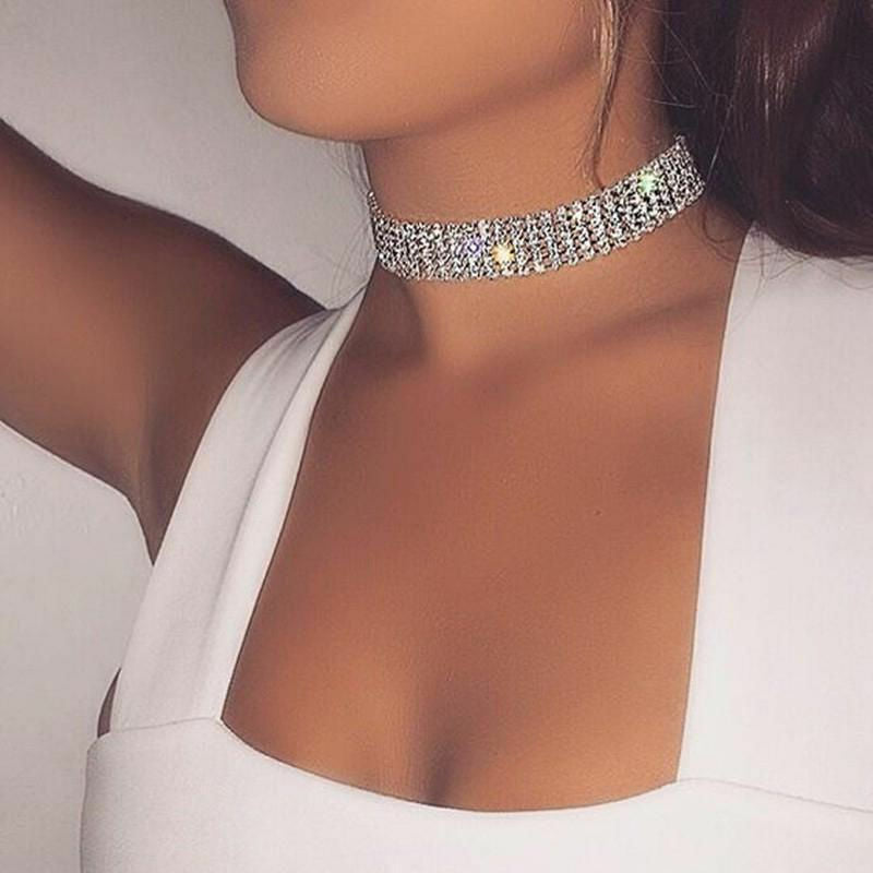 Collana da Donna Girocollo Vintage Cristallo con pietre strass choker