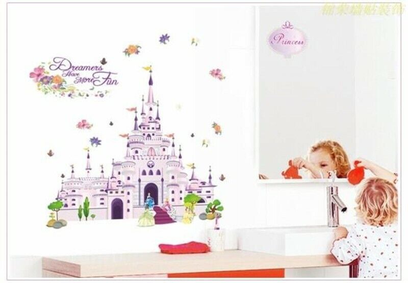 Adesivo Murales parete Cameretta bambini PRINCIPESSA 3D Casa Muro Wall Sticker