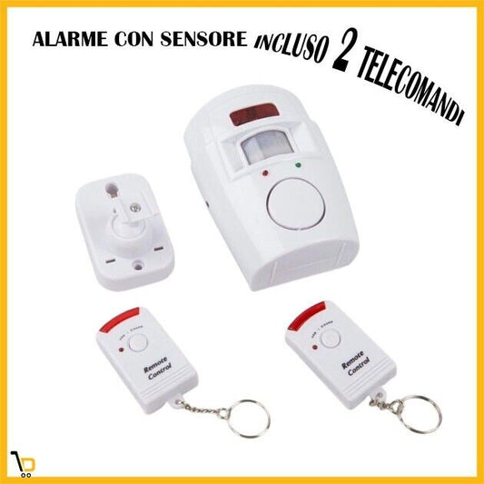 Allarme con Sensore Infrarossi 2 Telecomandi 105 DB Raggio 6 Metri First Alarm