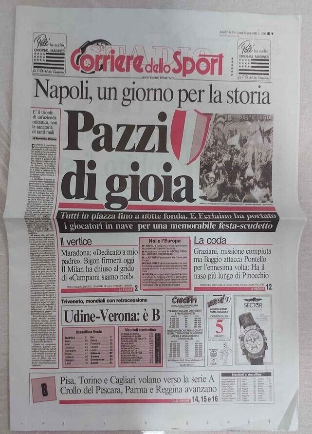 Ristampa CORRIERE dello SPORT NAPOLI Scudetto 1987 1989 Coppa Uefa 1990 Maradona