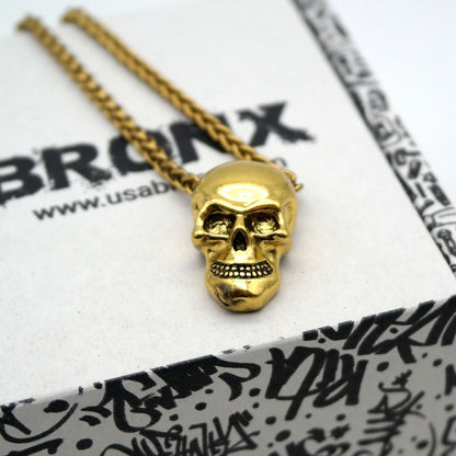 Collana con pendente Ciondolo Cranio Teschio Gold SKULL Moda da UOMO Rock Punk