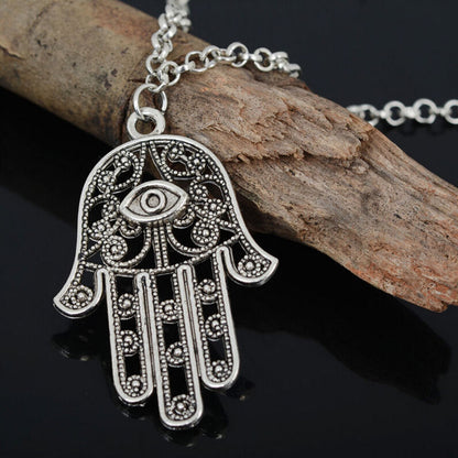 Collana da Donna lunga con Ciondolo Mano di Fatima Hamsa pendente bigiotteria