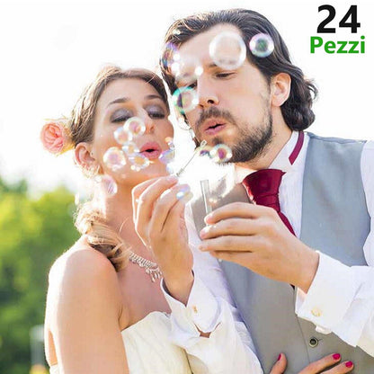 24 boccettini di bolle sapone per matrimonio con tappo a cuore trasparente flaconi