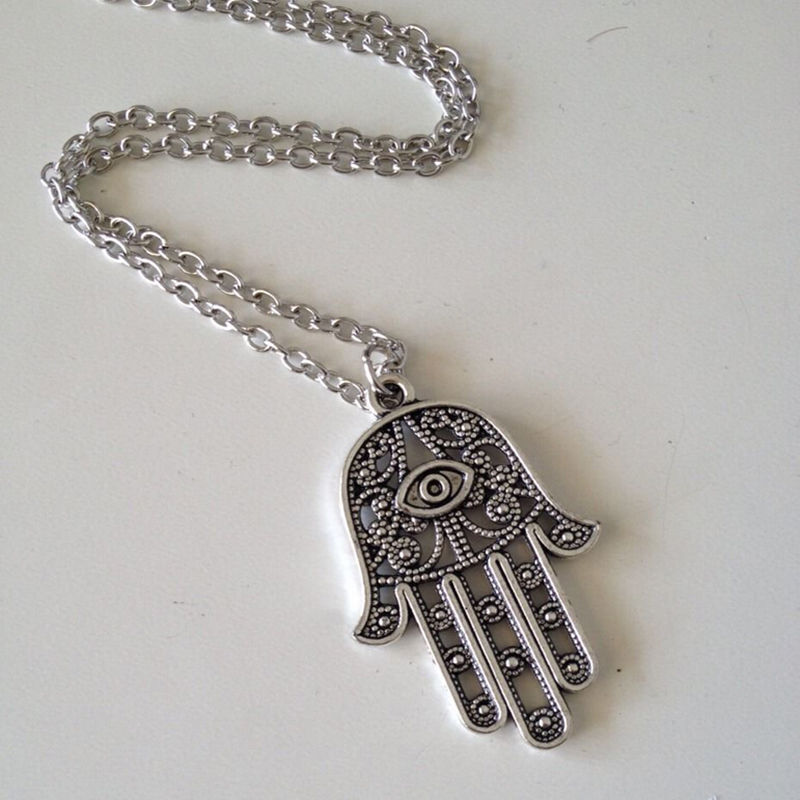 Collana da Donna lunga con Ciondolo Mano di Fatima Hamsa pendente bigiotteria