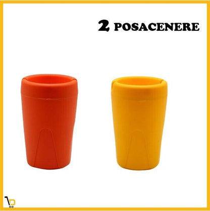 2 Posacenere Mangia FUMO Sigaretta no odore posa cenere plastica giallo arancio