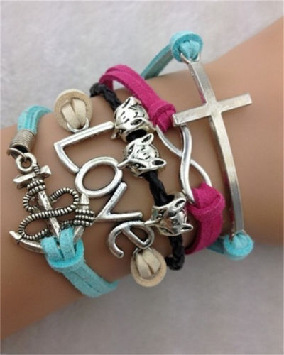 Bracciale Donna Ancora Love Charns Infinito Croce braccialetto ragazza colorato