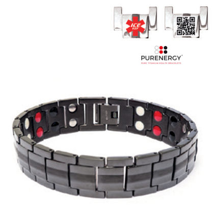 Bracciale 100% in Titanio PURENERGY Terapeutico con QR Code Salvavita App IceKey