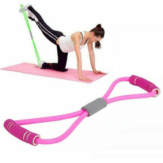 2x Tubo Elastico Rosa Estendibile Fitness Ginnastica Gym Palestra esercizi Yoga