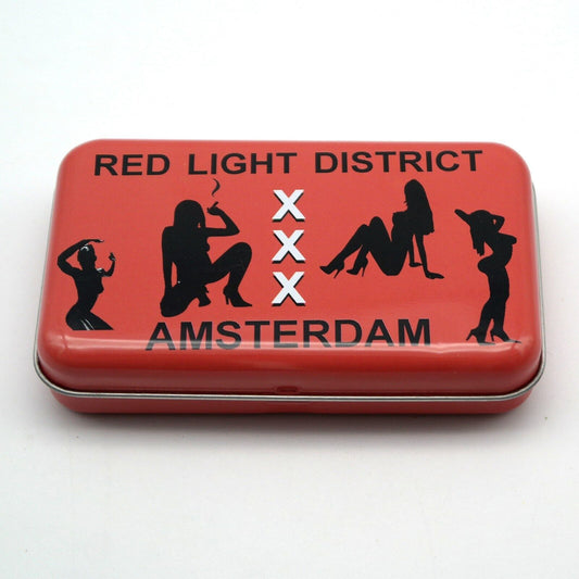 Scatola di latta vintage porta oggetti portaoggetti AMSTERDAM Sigarette rossa