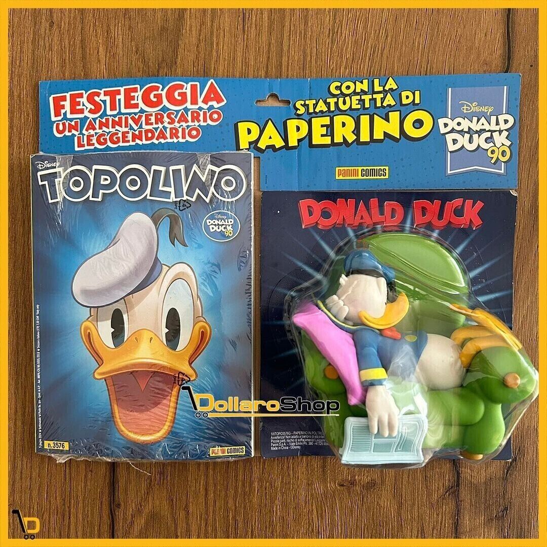 Topolino libretto n. 3576 con gadget statua Paperino Anniversario 90 blisterato