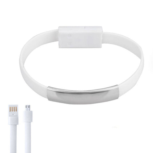 Braccialetto cavo micro USB Bianco per ricaricare Smartphone ovunque bracciale